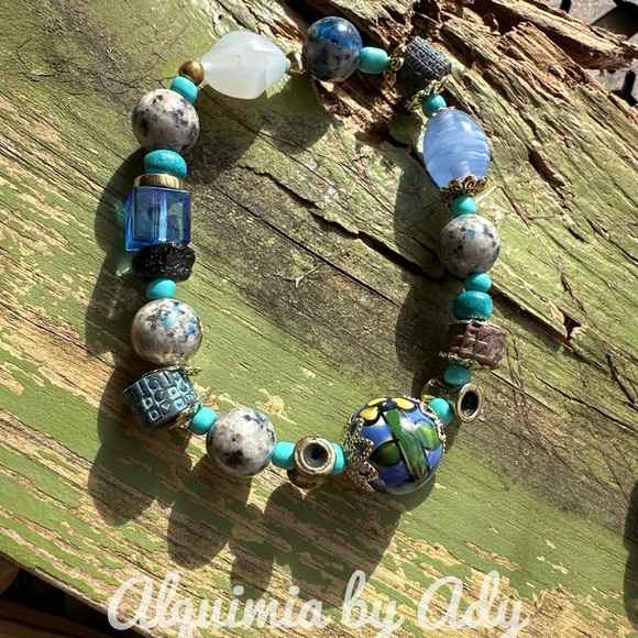 K2 Jasper stone chunky beaded bracelet/third eye chakra healing crystal - Picture 1 of 5